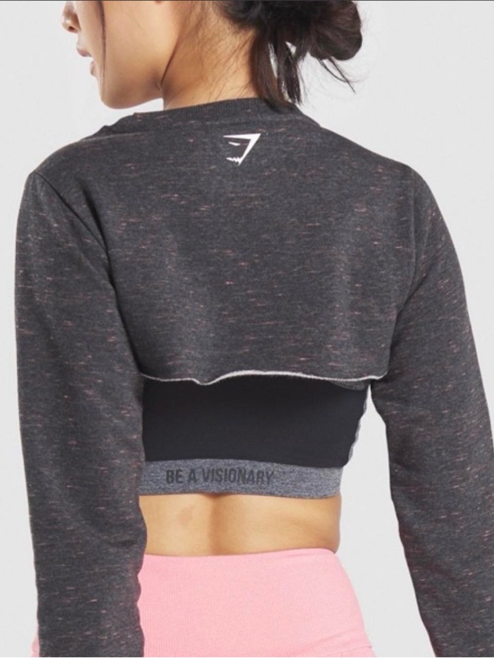 Gymshark Sol Lift Super Crop Sweater – Black Marl (M)